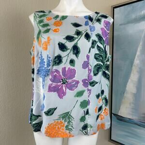 Boden Blouse Silk Blend Sleeveless Floral Size 14
